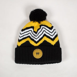 Three Stripe Pom Pom Beanie