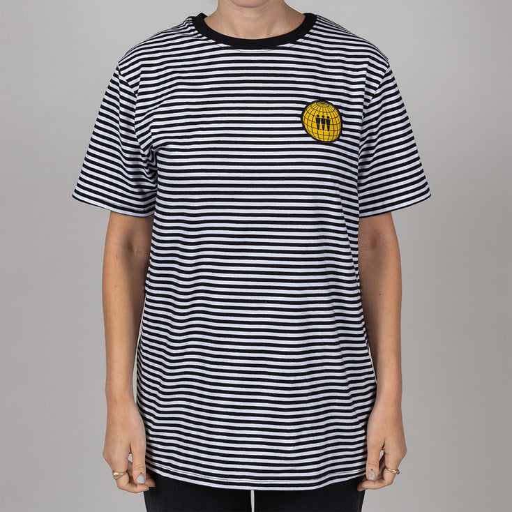 Black and White Striped Crewneck T-Shirt