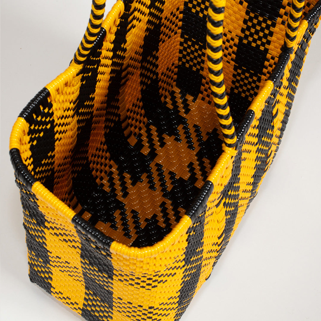 Recycled Gingham Woven Tote Bag